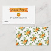Cutie Oranje Citrus Baby shower Diaper Raffle Informatiekaartje (Voorkant / Achterkant)