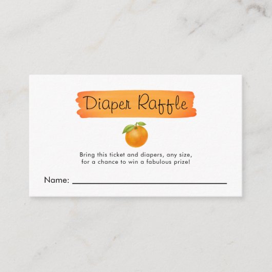 Cutie Oranje Citrus Baby shower Diaper Raffle Informatiekaartje (Voorkant)