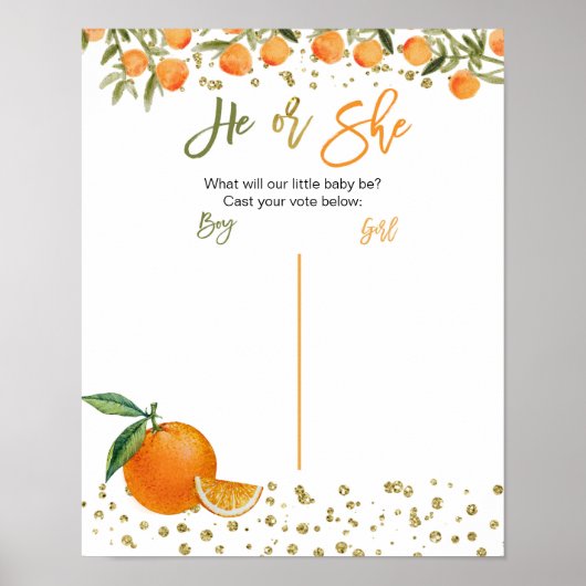 Cutie Oranje Citrus gender laat stembord zien Poster (Voorkant)
