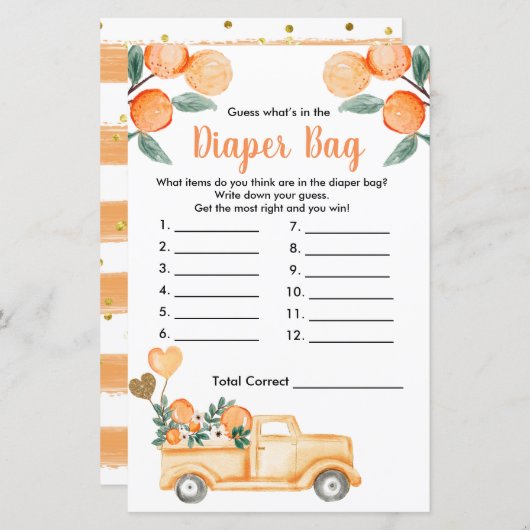 Cutie Oranje Citrus raad eens wat er in de luierza (Voorkant / Achterkant)