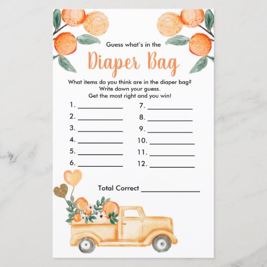 Cutie Oranje Citrus raad eens wat er in de luierza (Voorkant)