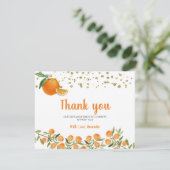Cutie Oranje Dank je creditcard Bedankkaart (Staand voorkant)