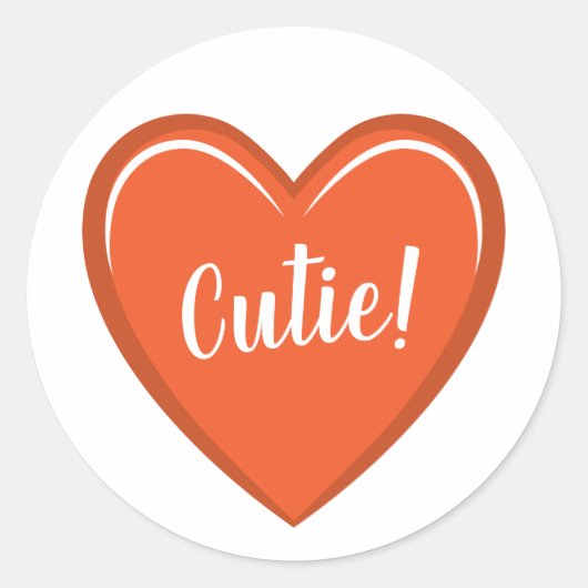Cutie Oranje hart Graphic Ronde Sticker (Voorkant)