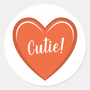 Cutie Oranje hart Graphic Ronde Sticker