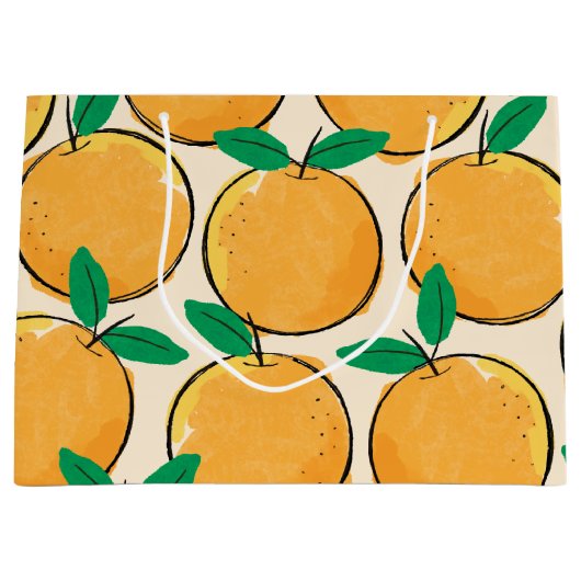 Cutie Oranje Pattern Gift Bag Groot Cadeauzakje (Voorkant)