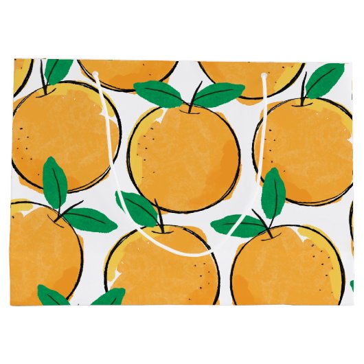 Cutie Oranje Pattern Gift Bag Groot Cadeauzakje (Achterkant)