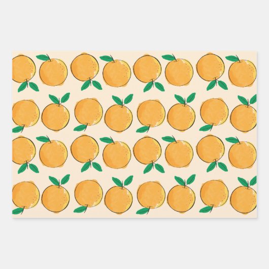Cutie Oranje Pattern Inpakpapier Vel (Voorkant 3)