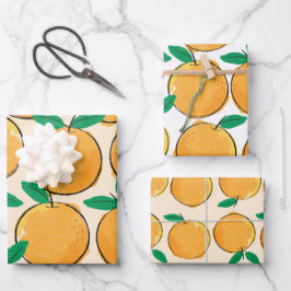 Cutie Oranje Pattern Inpakpapier Vel