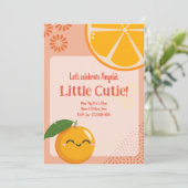 Cutie Oranje Smile Baby shower Uitnodiging (Staand voorkant)
