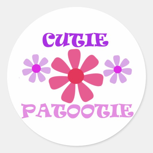 Cutie Patootie met bloemen Ronde Sticker (Voorkant)