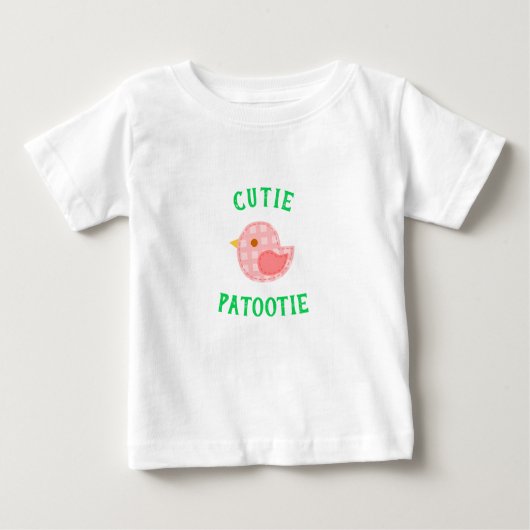 Cutie Patootie Roze Birdie Schattige Meisjes T-shi (Voorkant)