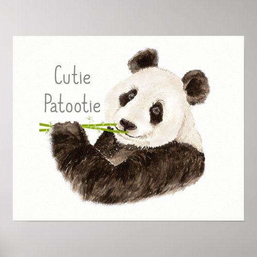 Cutie Patootie Waterverf Panda Beer Fun Poster (Voorkant)