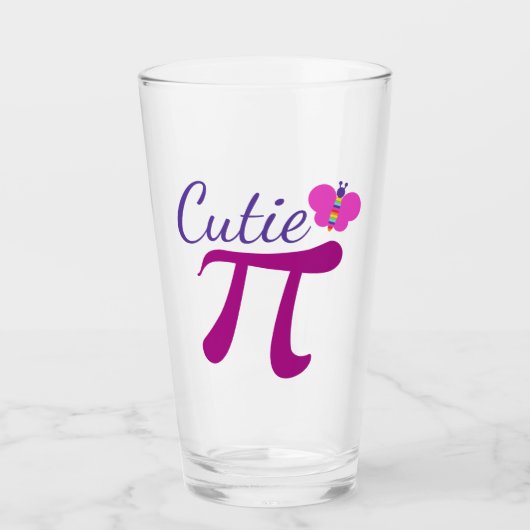 Cutie Pi Symbol Funny Wiskunde Pun Glas (Voorkant)