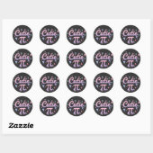 Cutie Pi Symbol Math Pun Pink Butterfly Hearts Ronde Sticker (Vel)