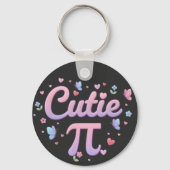 Cutie Pi Symbol Math Pun Pink Butterfly Hearts Sleutelhanger (Voorkant)