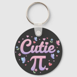 Cutie Pi Symbol Math Pun Pink Butterfly Hearts Sleutelhanger