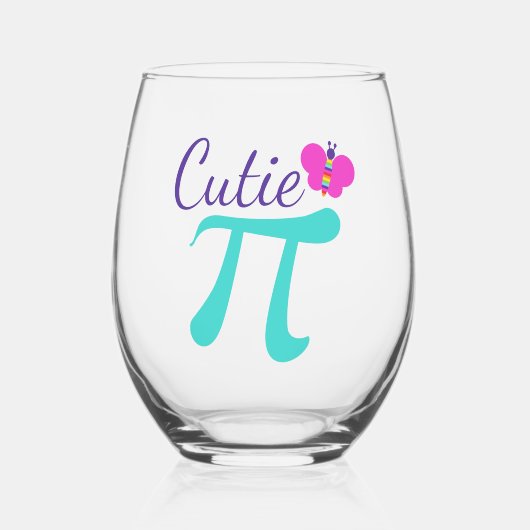 Cutie Pi Symbool Wiskunde Pun Wijnglas Zonder Voet (Voorkant)