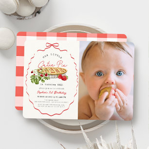 Cutie Pie Aardbeien Rode Strik Eerste Verjaardag F Kaart