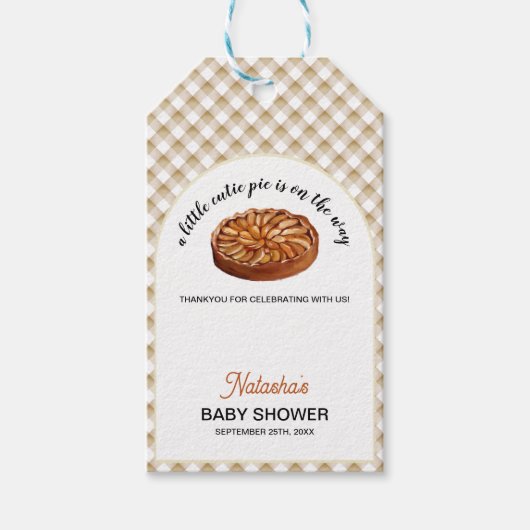 Cutie Pie Apple Pie Thanksgiving Baby shower Cadeaulabel (Voorkant)