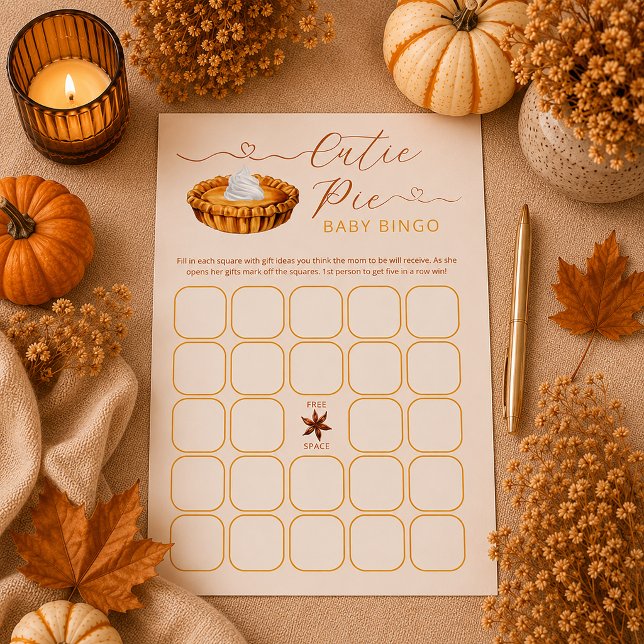 Cutie Pie Baby Shower – Bingo Spel (Cutie Pie Bingo Game)