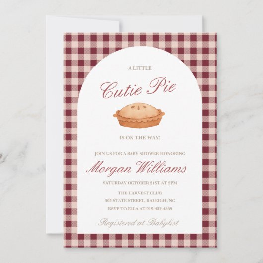 Cutie Pie Baby shower Invitation Kaart (Voorkant)