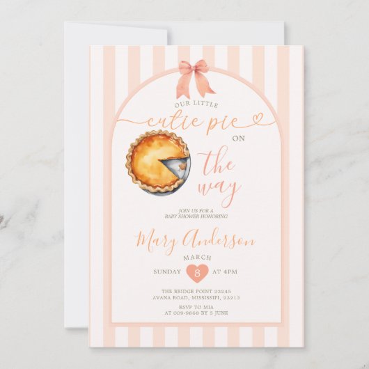 Cutie Pie Baby shower Kaart (Voorkant)