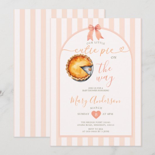 Cutie Pie Baby shower Kaart (Voorkant / Achterkant)