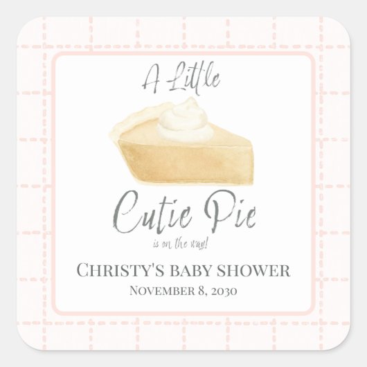 Cutie Pie Baby Shower Sticker (Voorkant)