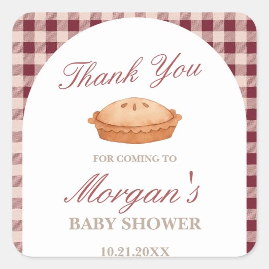 Cutie Pie Baby shower Vierkante Sticker (Voorkant)