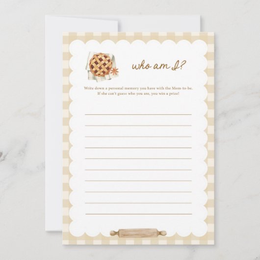 Cutie Pie Baby Shower Wie Ben Ik Spelkaarten Kaart (Voorkant)