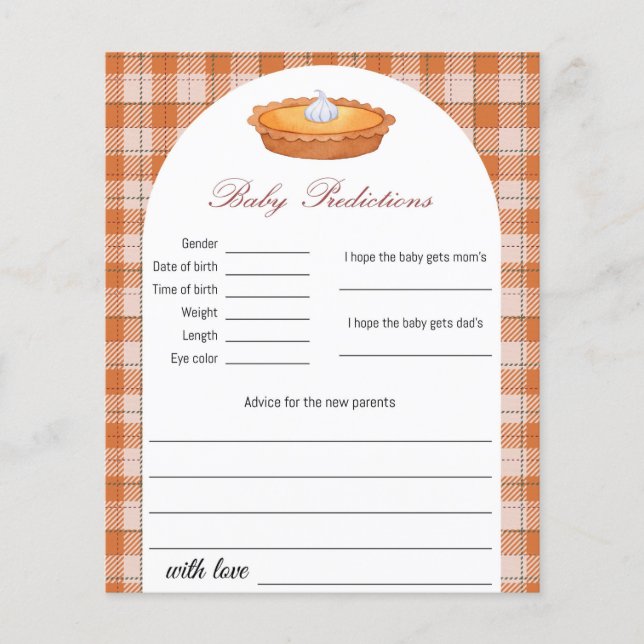 Cutie Pie Baby Voorspellingen Game Kaart (Voorkant)