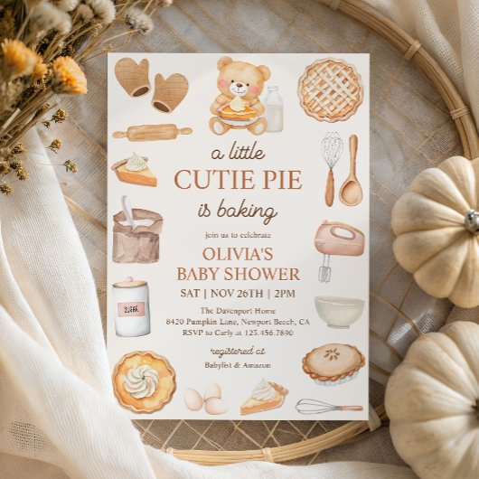 Cutie Pie Bakken Teddy Bear Herfst Baby shower Kaart