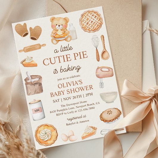 Cutie Pie Bakken Teddy Bear Herfst Baby shower Kaart