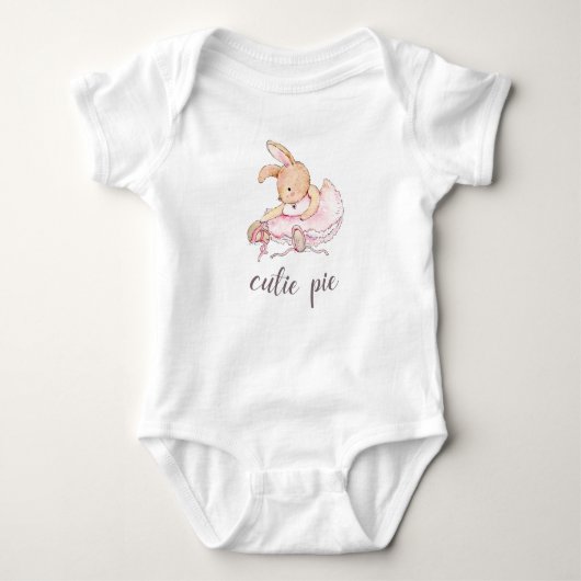 Cutie Pie Ballerina Bunny Baby Girl's Bodysuit (Voorkant)
