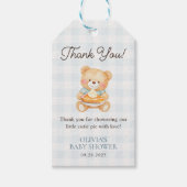 Cutie Pie Blauwe Herfst Beer Boy Baby shower Favor Cadeaulabel (Voorkant)