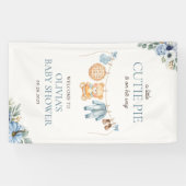 Cutie Pie Blue Herfst Beer Boy Baby shower Welkom Spandoek (Horizontaal)