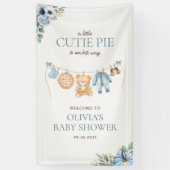 Cutie Pie Blue Herfst Beer Boy Baby shower Welkom Spandoek (Verticaal)
