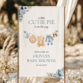 Cutie Pie Blue Herfst Beer Boy Baby shower Welkom Spandoek