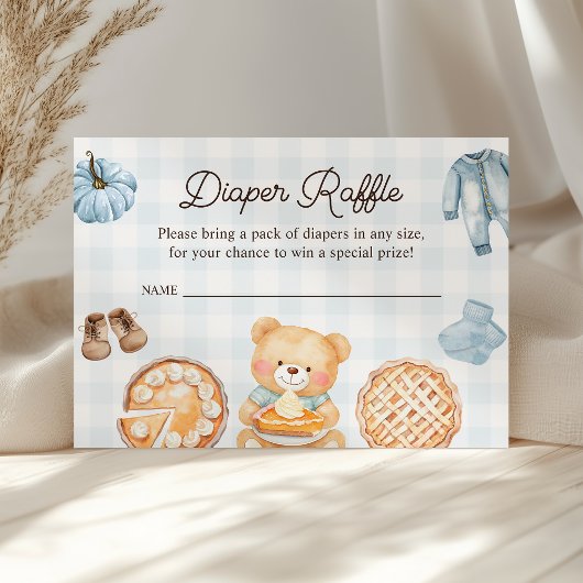 Cutie Pie Blue Herfst Boy Baby shower Luier Raffle Informatiekaartje