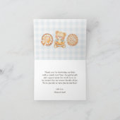 Cutie Pie Blue Herfst Teddy Bear Boy Baby shower Bedankkaart (Binnen)