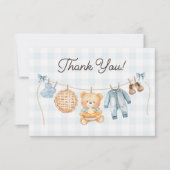 Cutie Pie Blue Herfst Teddy Bear Boy Baby shower Bedankkaart (Voorkant)