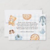 Cutie Pie Blue Herfst Teddy Bear Boy Baby shower Bedankkaart (Achterkant)