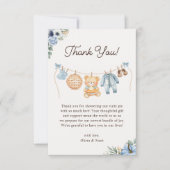 Cutie Pie Blue Herfst Teddy Bear Boy Baby shower Bedankkaart (Voorkant)