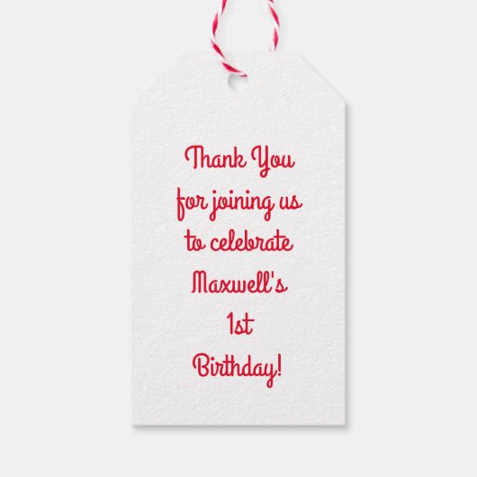 Cutie Pie Cherry 1st Birthday Party Theme Cadeaulabel (Achterkant)