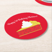 Cutie Pie Cherry verjaardagsfeestje Ronde Kartonnen Onderzetter (Gebogen)