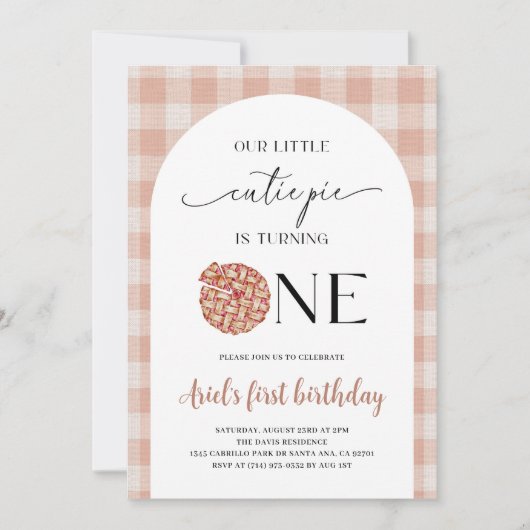 Cutie Pie Eerste Verjaardag Kaart (Voorkant)