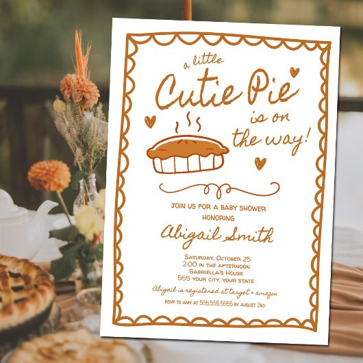 Cutie Pie Fall Baby Shower Invitation Kaart