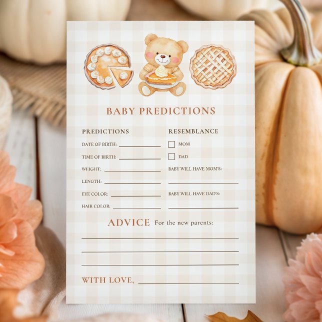 Cutie Pie Fall Baby Shower Predictions Advice Game (Creator heeft geüpload)