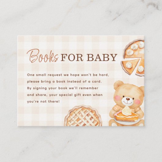 Cutie Pie Gingham Herfst Baby shower Boeken voor B Informatiekaartje (Voorkant)