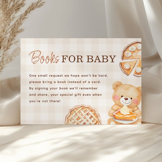 Cutie Pie Gingham Herfst Baby shower Boeken voor B Informatiekaartje